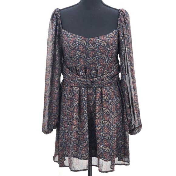 o.p.t Dresses & Skirts - OPT One Pretty Time West Dress Size Medium Womens Blue Paisley Sheer Whimsygoth